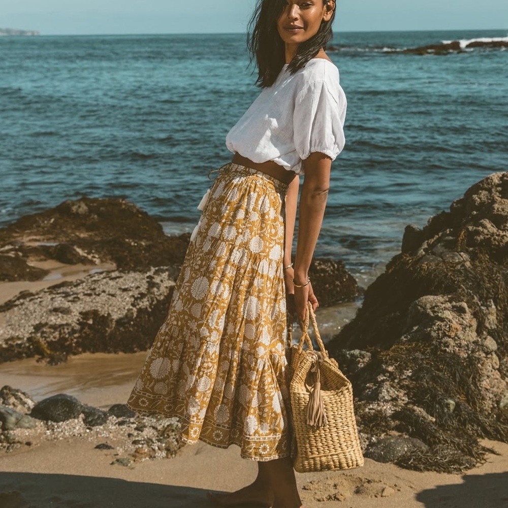 Cleobella Floral Yellow Skirt